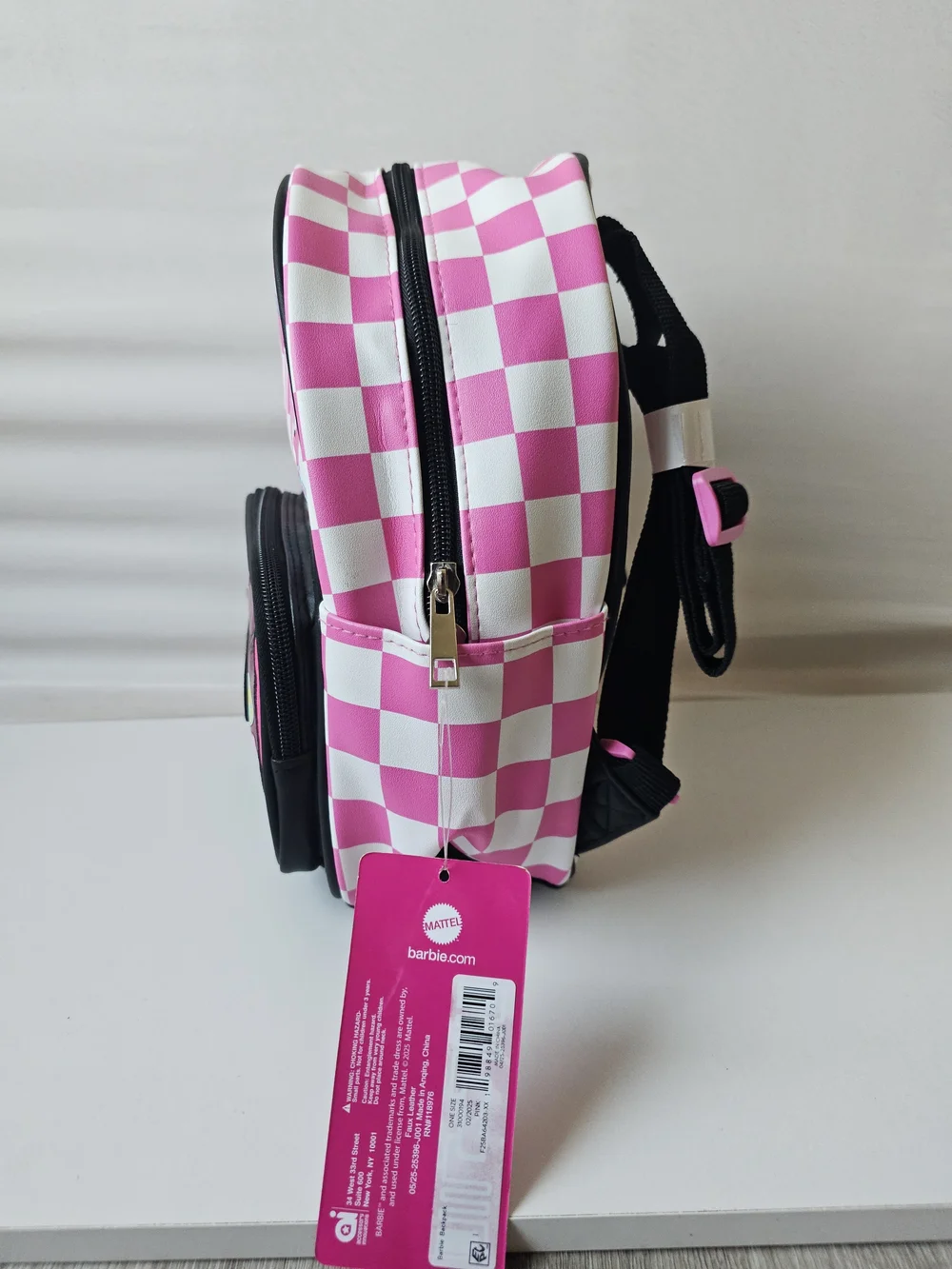 NWT Barbie Pink Checkered Retro Cassette Tape Mini Backpack